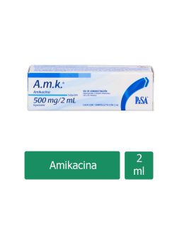 AMK 500 mg Solución inyectable  Caja Con 1 Ampolleta Con 2mL RX2