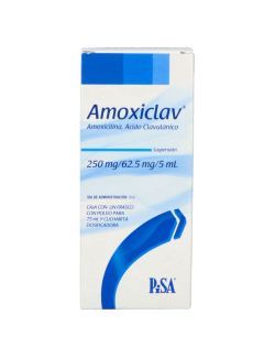 Amoxiclav Suspensión 250 mg / 62.5 mg / 5 mL Caja Con Frasco Con Polvo Para 75 mL - RX2