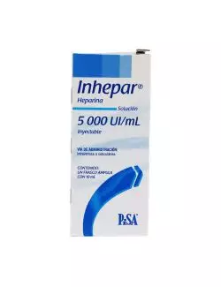 Inhepar Solución Inyectable 5000 UI/mL Caja Con Frasco Ámpula Con 10 mL - RX