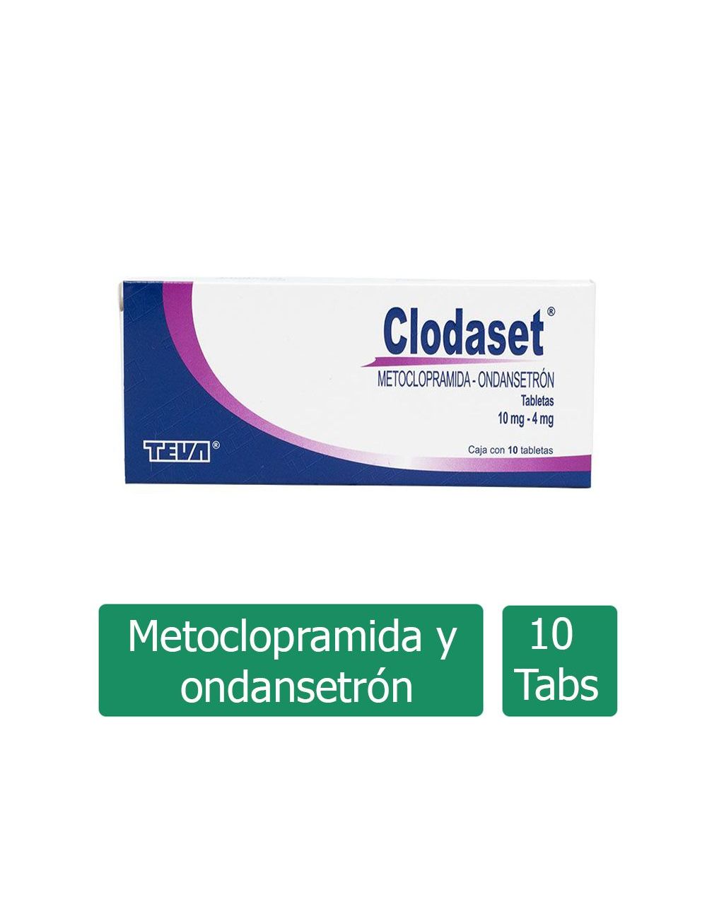 Clodaset® 10mg/4mg - Caja con 10 Tabletas | Metoclopramida/Ondansetrón | Teva