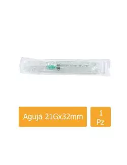 Jeringa Desechable 3mL Con Aguja 21Gx32mm Empaque Con 1 Pieza