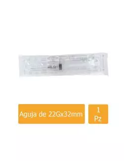 Jeringa Desechable 5mL Con Aguja 22Gx32mm Empaque Con 1 Pieza