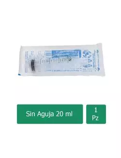 Jeringa Desechable 20 mL Sin Aguja Empaque Con 1 Pieza