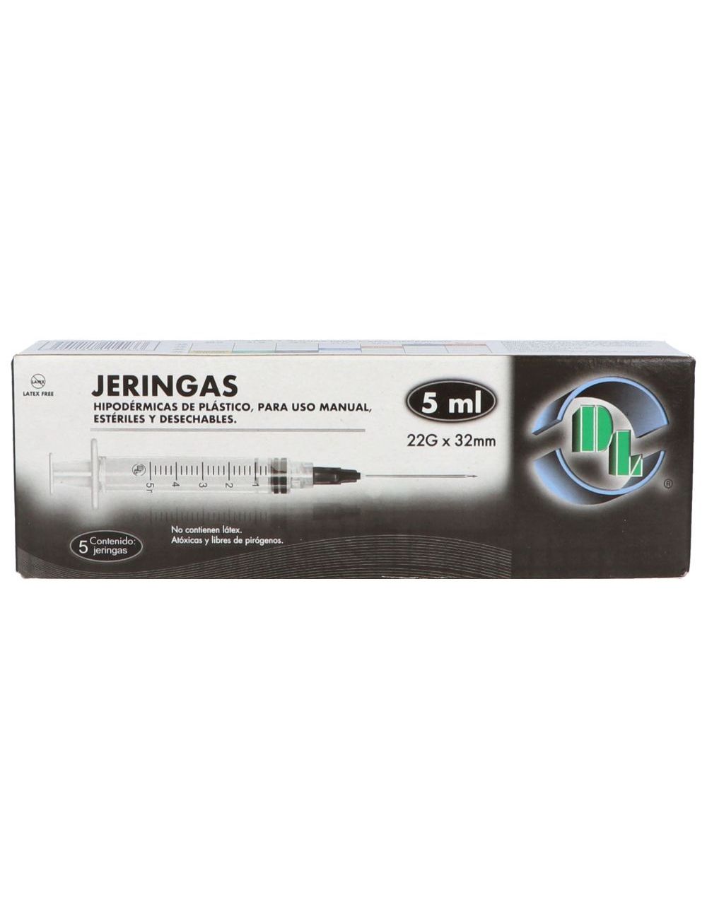 Jeringas Desechables DL 5 mL 22 g X 32 mm. Caja Con 5 Piezas