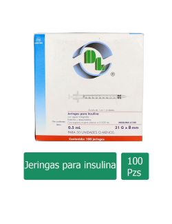 Jeringa Desechable Caja Con 100 Piezas  0.5 mL Con Aguja 31 g X 8 Mm