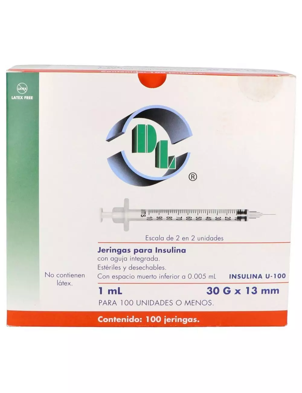 Jeringa Desechable Caja Con 100 Piezas  1 mL  Con Aguja 30 g X 13 MM