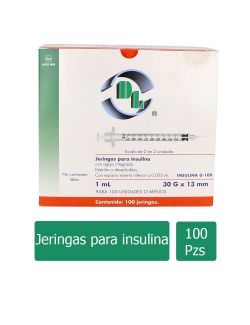 Jeringa Desechable Caja Con 100 Piezas  1 mL  Con Aguja 30 g X 13 MM