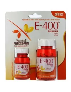 Vitamina E 400 Gelcaps 2 Frascos 1 Con 90 Cápsulas y 1 Con 30 Cápsulas