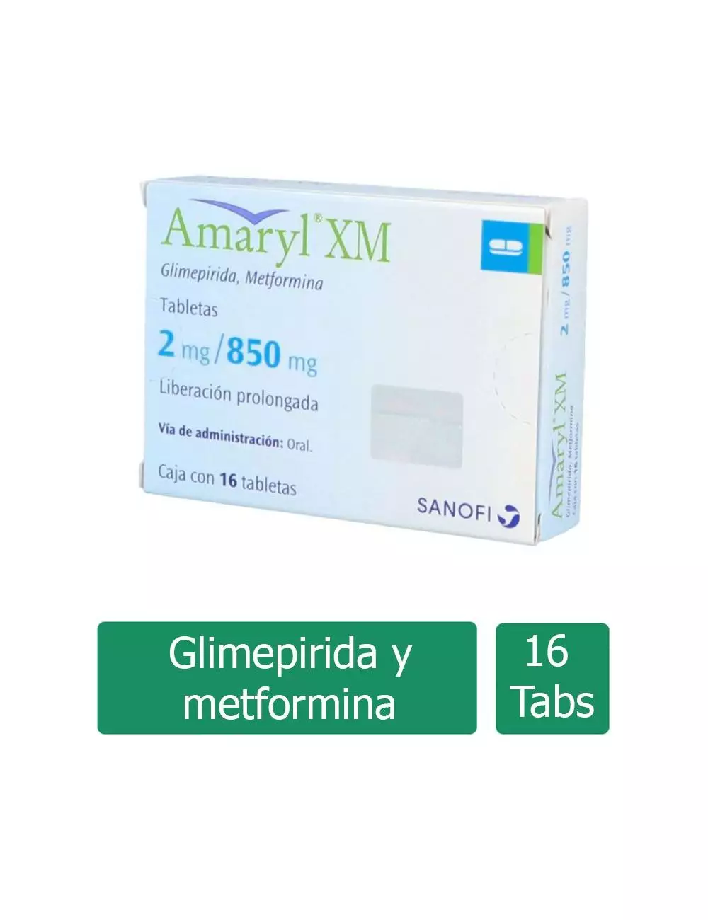 Amaryl® XM 2 mg/850 mg - Caja con 16 Tabletas LP | Glimepirida/Metformina | SANOFI