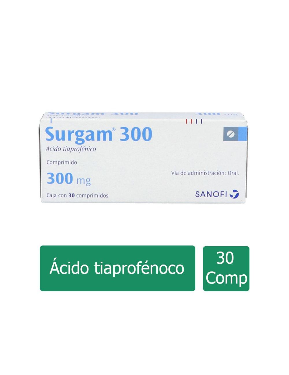 Surgam® 300 mg (Ácido Tiaprofénico) - Caja con 30 Comprimidos - Sanofi
