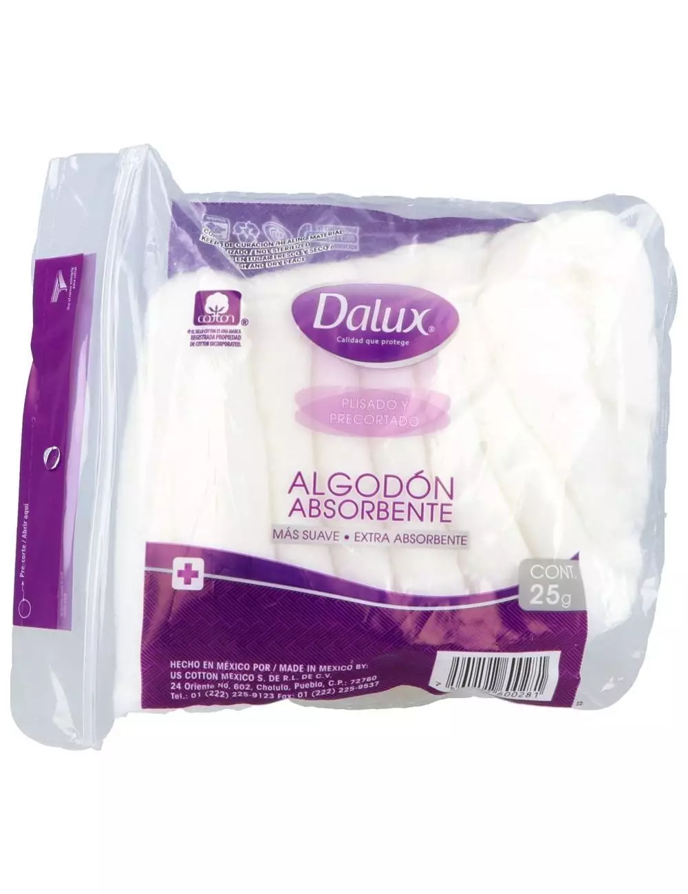 Algodón Absorbente Dalux Plisado Bolsa Con 25 g