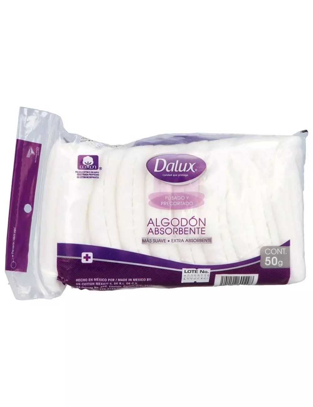 Algodón Absorbente Dalux Plisado Bolsa Con 50 g