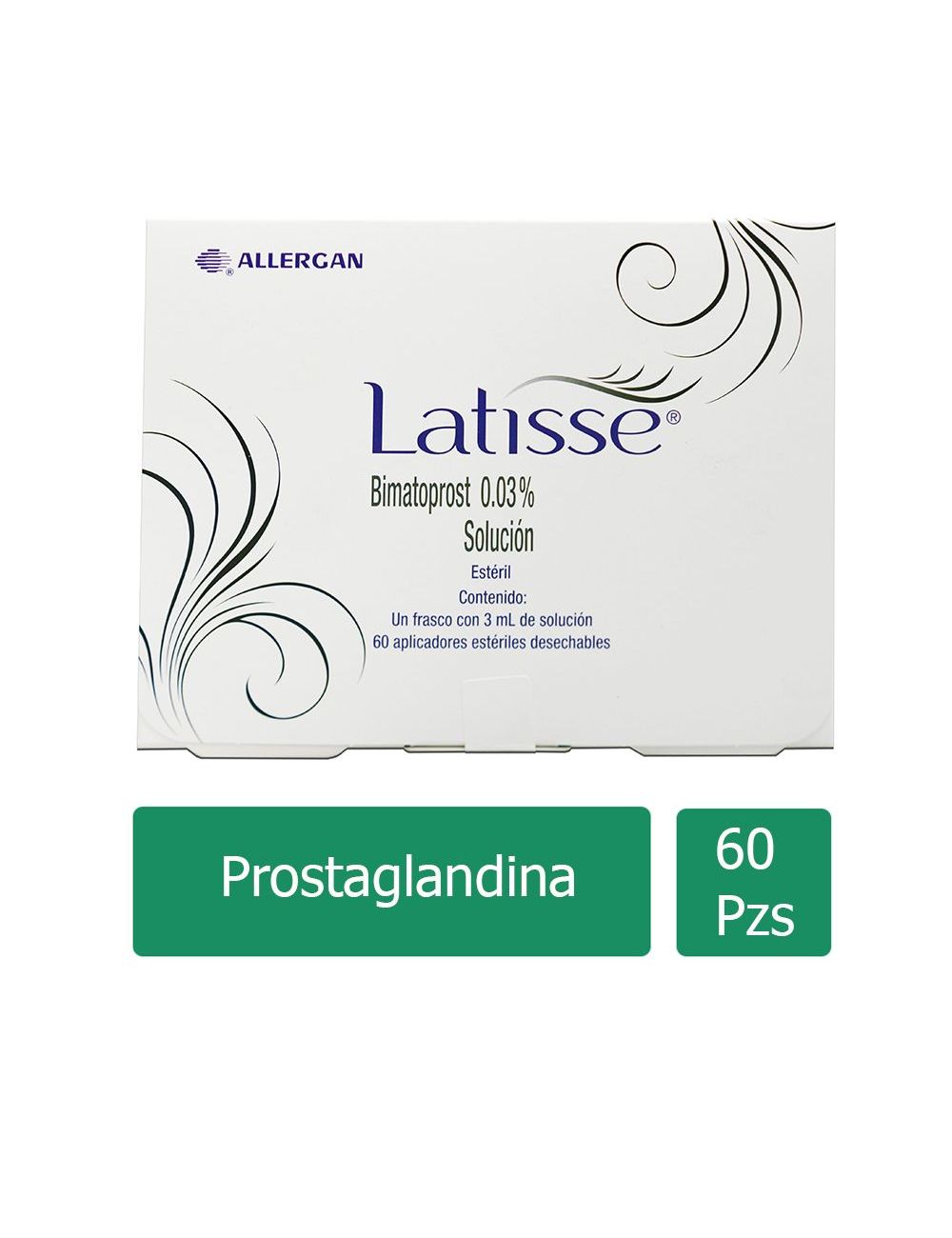 Latisse® 0.03% (Bimatoprost) - Frasco de 3 ml con 60 Aplicadores - Allergan