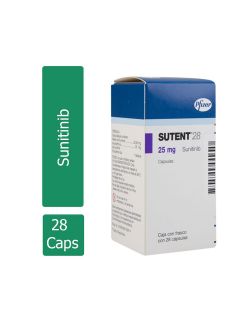 Sutent® 28 - 25 mg (Sunitinib) - Caja con 28 Cápsulas - Laboratorio Pfizer