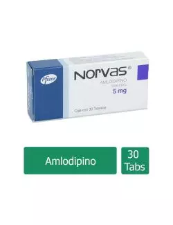 NORVAS® 5 mg - 30 Tabletas | Amlodipino | Pfizer