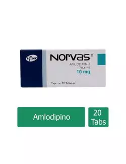 NORVAS® 10 mg - 20 Tabletas | Amlodipino | Pfizer