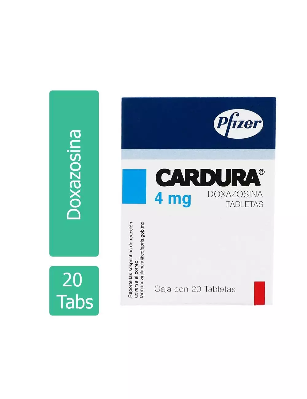 CARDURA® 4 mg - 20 Tabletas | Doxazosina | Laboratorio Pfizer