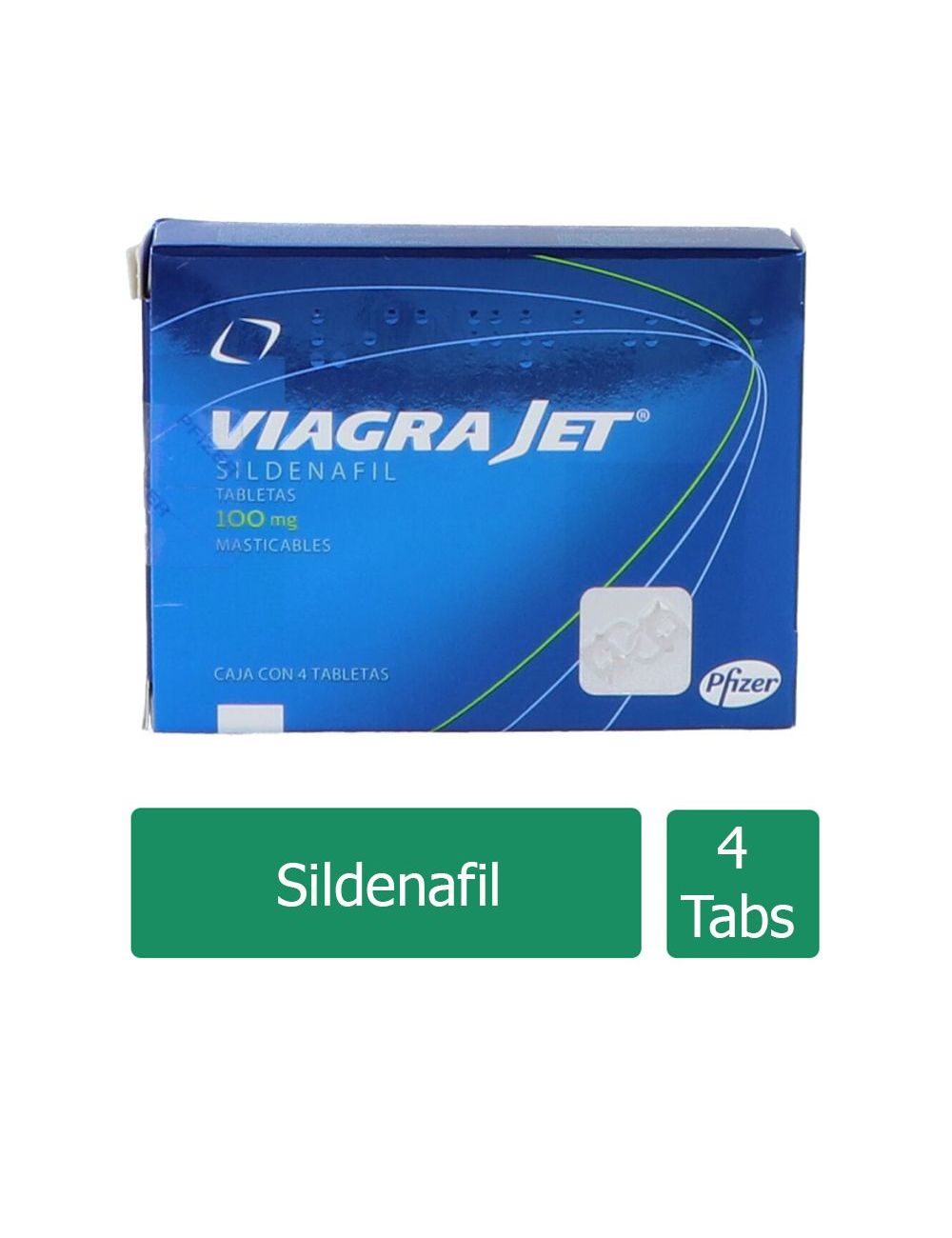 Viagra Jet 100 mg - Caja con 4 Tabletas Masticables | Sildenafil | Laboratorio Pfizer
