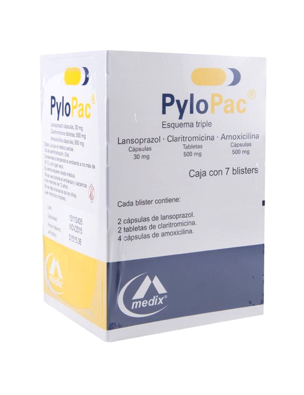 Pylopac 30 mg/500 mg/500 mg Caja Con 7 Blísters - RX2