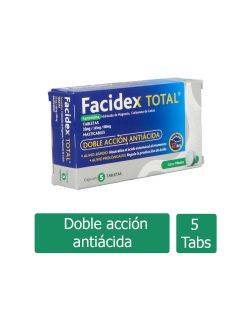 Facidex Total 10 mg/165 mg/800 mg Sabor Menta Caja Con 5 Tabletas Masticables