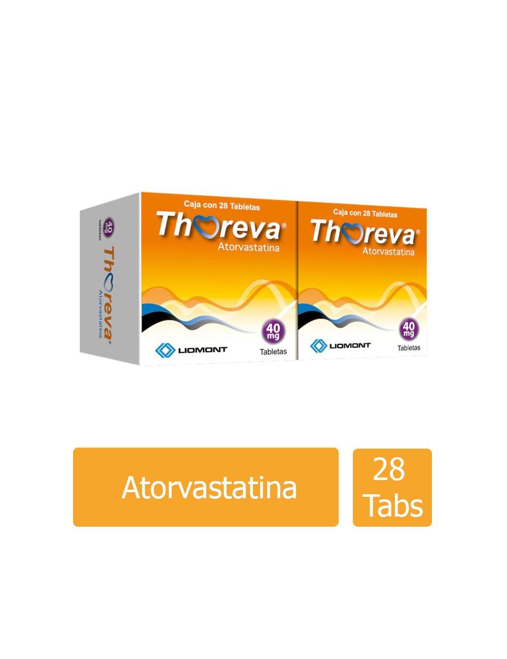 Thoreva® 40 mg (Atorvastatina) | 2 Cajas con 28 Tabletas | Liomont