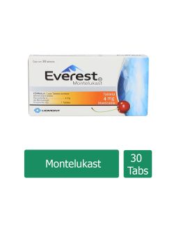 Everest Montelukast 4 mg Caja Con Envase Con 30 Tabletas Masticables