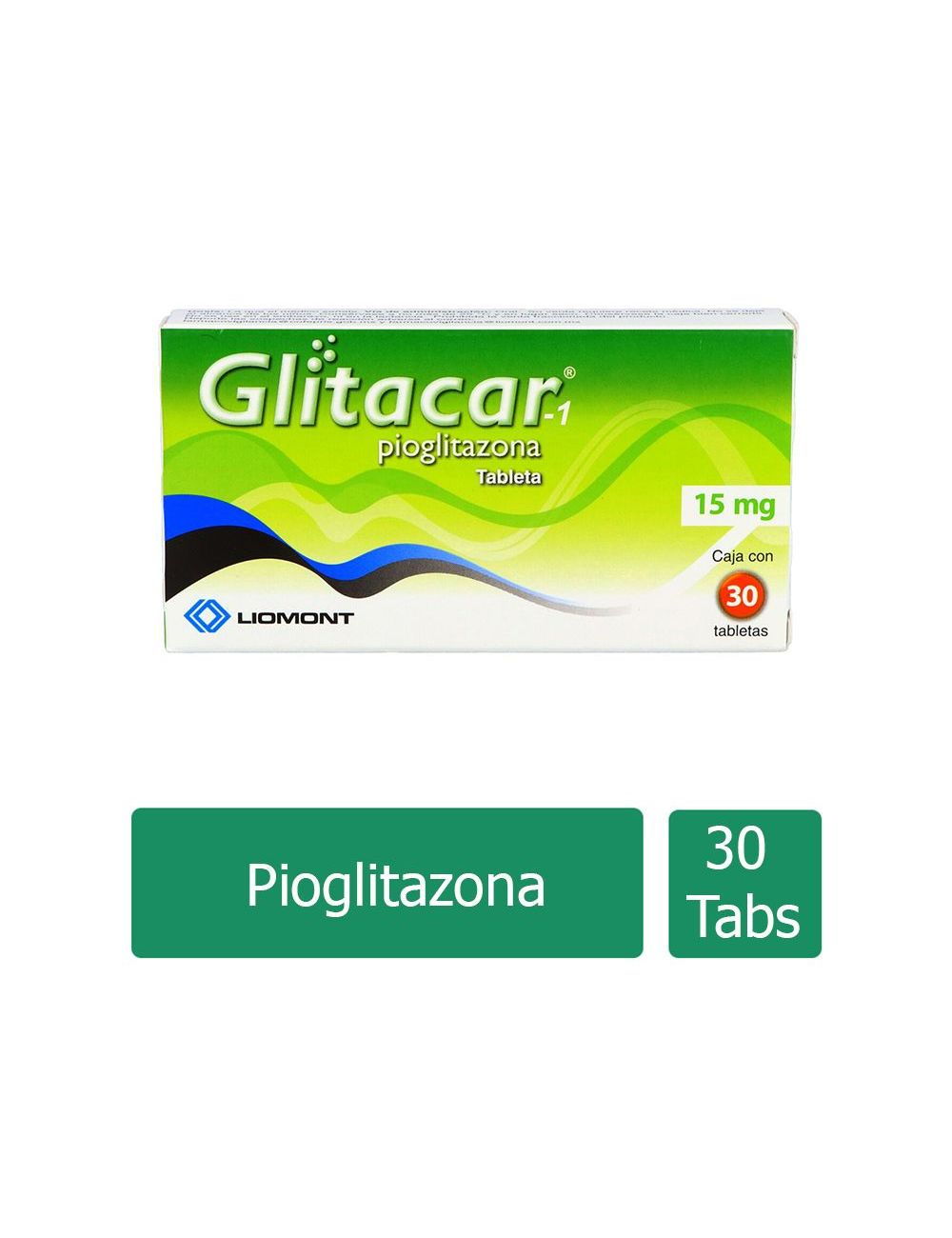 Glitacar-1® 15 mg - Caja con 30 tabletas | Pioglitazona | Laboratorio Liomont