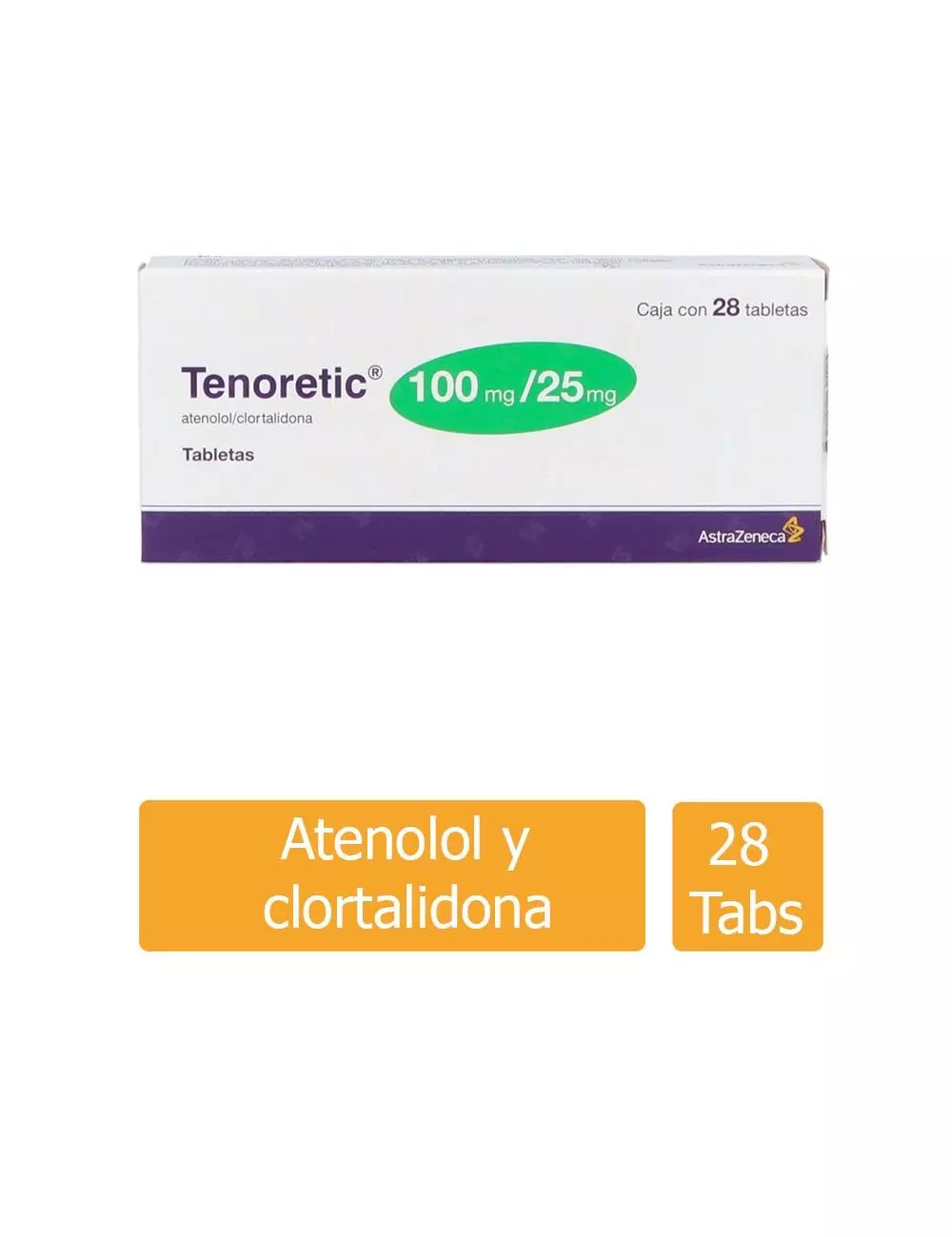 Tenoretic® 100 mg/25 mg - Caja con 28 Tabletas | Atenolol/Clortalidona | Laboratorio AstraZeneca