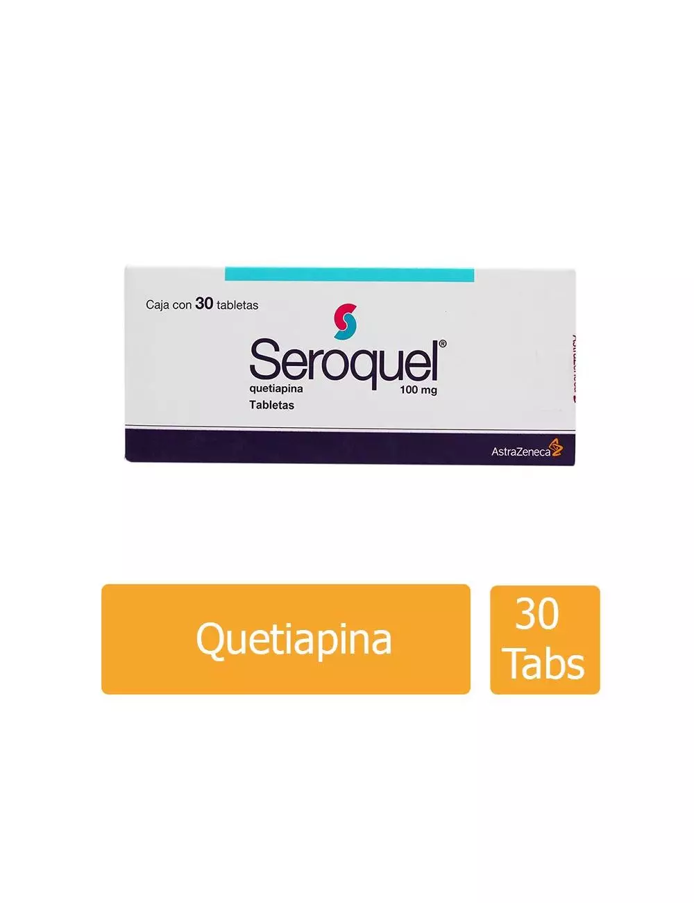 Seroquel® 100 mg (Quetiapina) | 30 Tabletas | AstraZeneca