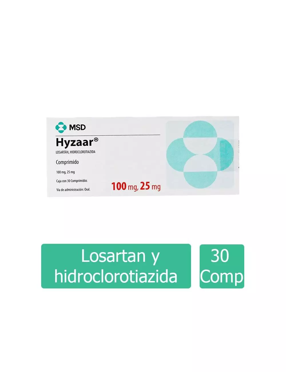 Hyzaar 100mg/ 25mg Caja Con 30 Comprimidos