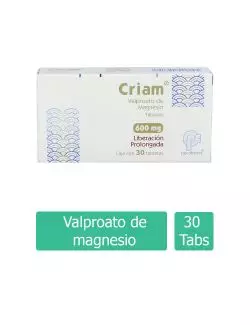 Criam® 600 mg - Caja con 30 tabletas | Valproato de Magnesio | Psicofarma