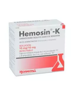 Hemosin K Solución Inyectable 10 mg / 10 mg Caja Con 3 Aplicaciones