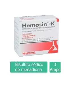 Hemosin K Solución Inyectable 10 mg / 10 mg Caja Con 3 Aplicaciones