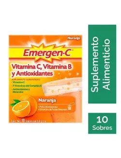 Emergen-C Suplemento Alimenticio Sabor Naranja Con 10 Sobres