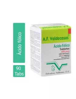 Ácido Fólico 400 Mcg Caja Con Frasco Con 90 Tabletas