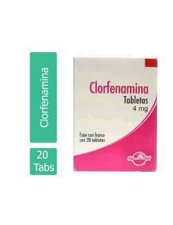 Clorfenamina 4 mg Caja Con Frasco Con 20 Tabletas