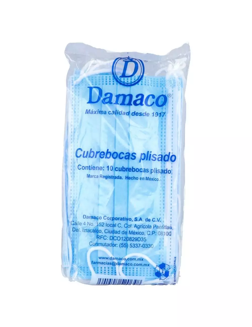 Cubrebocas Plisado Damaco Bolsa Con 10 Piezas