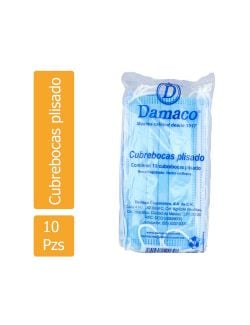 Cubrebocas Plisado Damaco Bolsa Con 10 Piezas