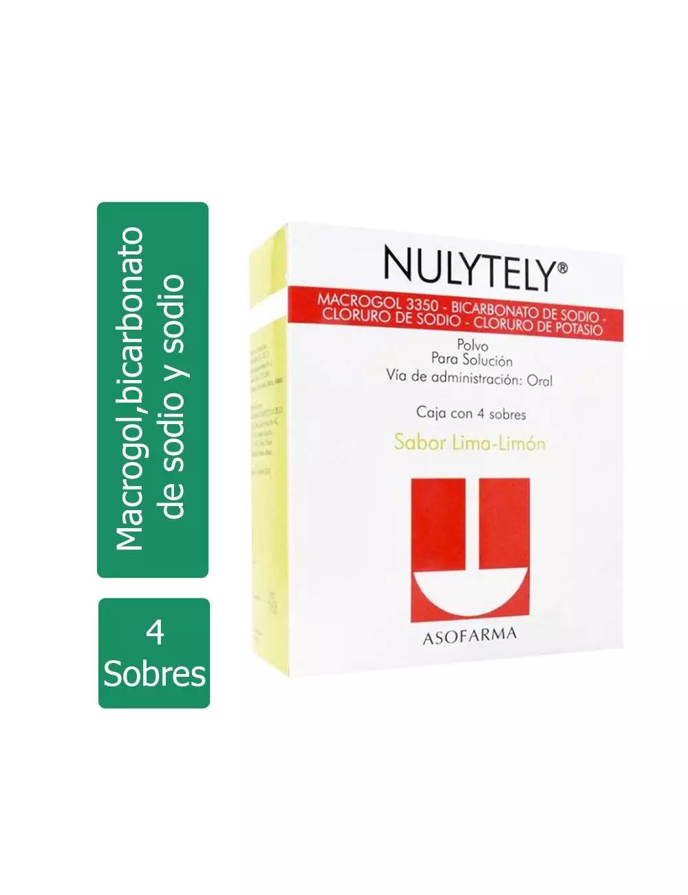 Nulytely® - 4 sobres sabor lima-limón - Macrogol 3350 + electrolitos - Asofarma