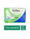 KOTEX MAXI MANZANILLA PAQUETE CON 10 TOALLAS FEMENINAS CON ALAS