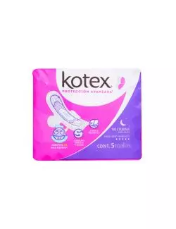 Kotex Nocturna Con Alas Paquete Con 5 Toallas Femeninas