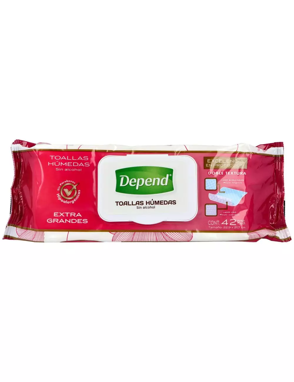 Depend Paquete Con 42 Toallas Húmedas Sin Alcohol