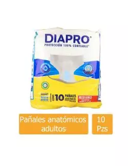 Diapro Confort Mediano Talla 31-46 Paquete Con 10 Pañales