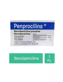 Penprocilina 800000 U Caja Con Frasco Ámpula Con Polvo y Ampolleta - RX2