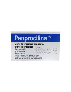 Penprocilina 800000 U Caja Con Frasco Ámpula Con Polvo y Ampolleta - RX2