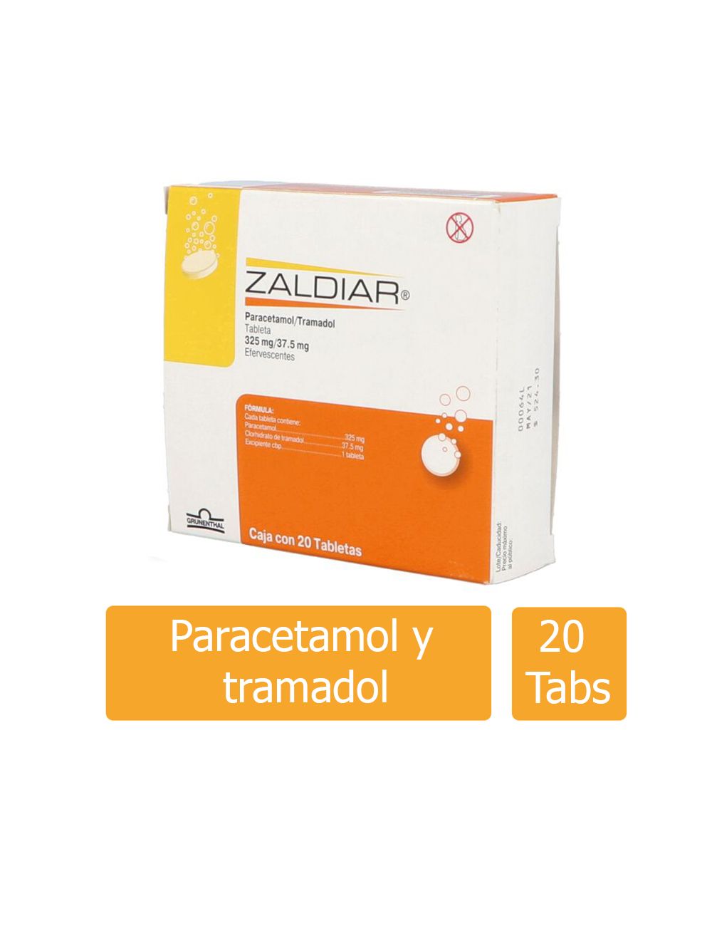 Zaldiar 325 mg /37.5 mg Caja Con 20 Tabletas