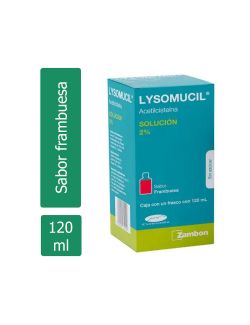 Lysomucil Solución 2%  Sabor a Frambuesa Caja Con Frasco por 120 mL