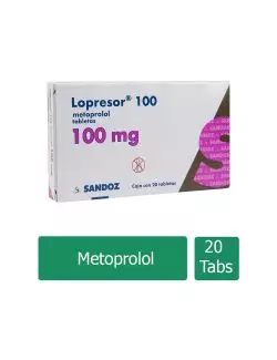 Lopresor 100 mg Caja Con 20 Tabletas