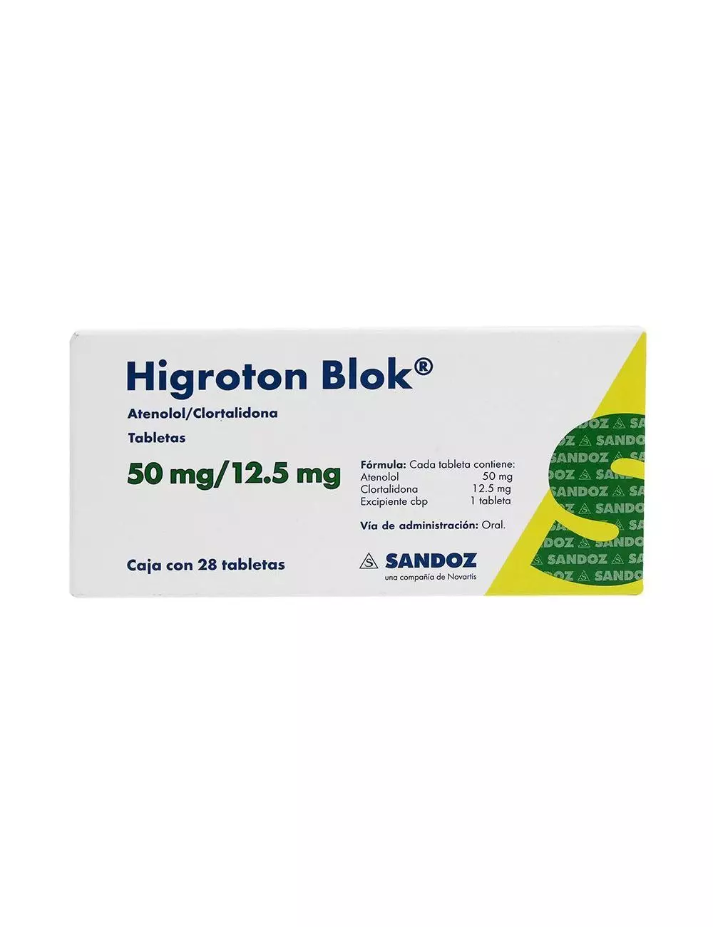 Higroton Blok 50 mg / 12.5 mg Caja Con 28 Tabletas