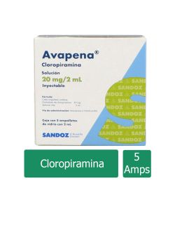 Avapena 20 mg Caja Con 5 Ampolletas de 2 mL